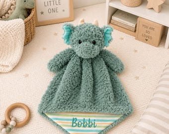 Personalized animal Lovey,  dragon lovey,Baby Boy Gift, Newborn Security Blanket