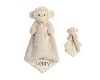 Personalized Monkey Lovey: Embroidered Baby Security Blanket