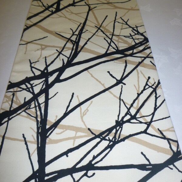 Table Runner Funky Tree in Black Coffee Beige White Over 6ft (2mts long-78")