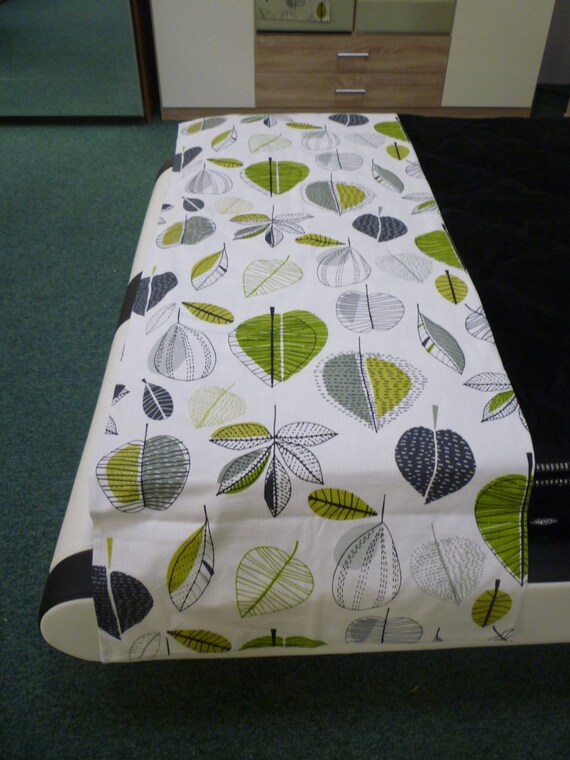 Single Bed Throw Runner Lime Green Gray Funky Retro Floral Etsy