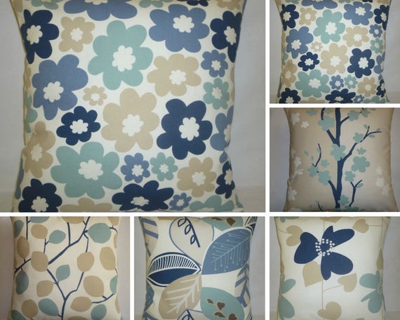 All 5 X 22 Big Euro Sham Pillow Covers Set Blue Brown Etsy