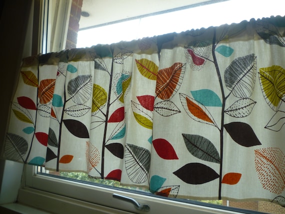 Orange Cafe Curtain Window Valance Custom Curtains Flat Orange Cafe Curtain Window Valance, Blue And Orange Kitchen Curtains