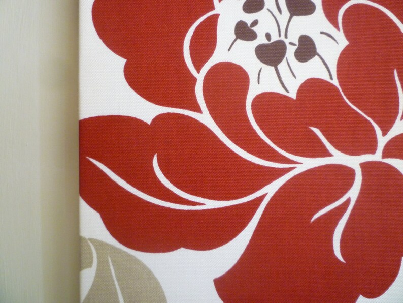 Red Fabric Wall Art Red Cream Taupe Funky Retro Big Floral Etsy