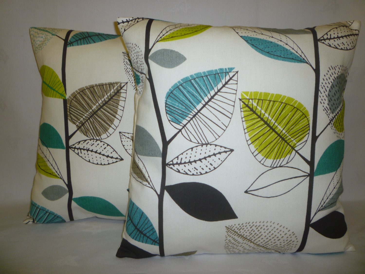 PAIR Teal Blue Gray Yellow Pillow Cushion Covers 4 CHOICES Mix Etsy