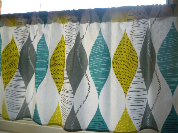 60 90 Teal Curtain Panel Valance Rod Pocket Ruched Or Etsy