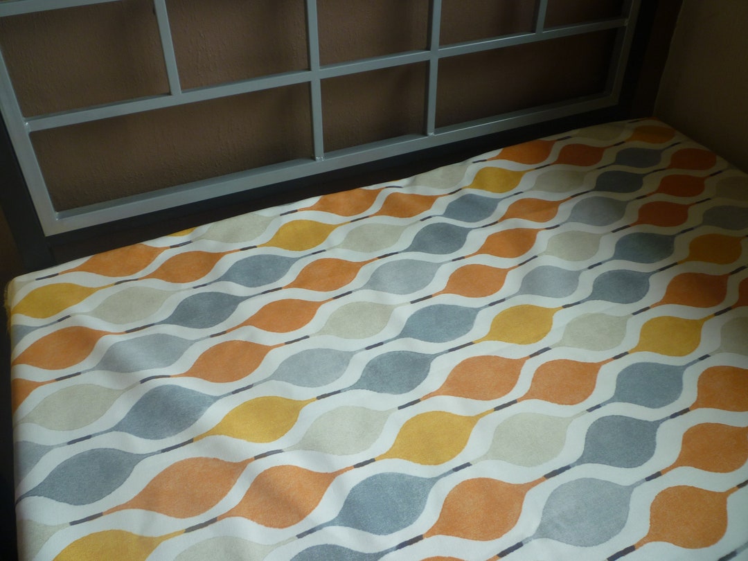 Orange Grey Double Bed Runner Throw Retro Floral Bedroom Etsy