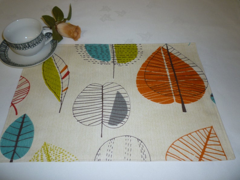 6 Funky Placemats Orange Brown Red Blue Green washable Fabric Etsy