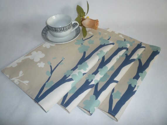 6 Placemats Blue Beige Brown Navy Table Linens Funky Cloth Etsy