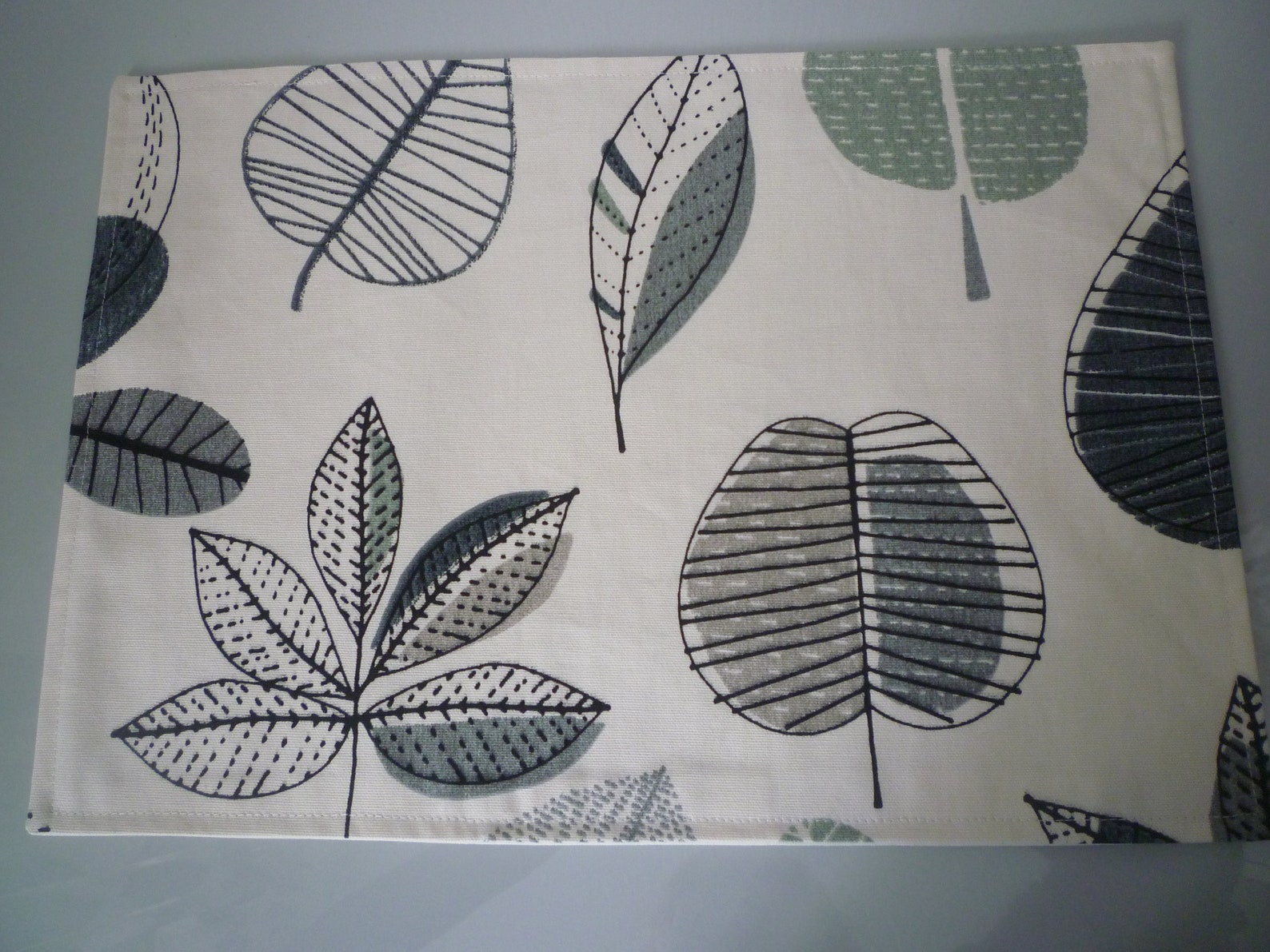 4 Funky Placemats Floral Maple Leaf Teal Blue Green Gray Etsy