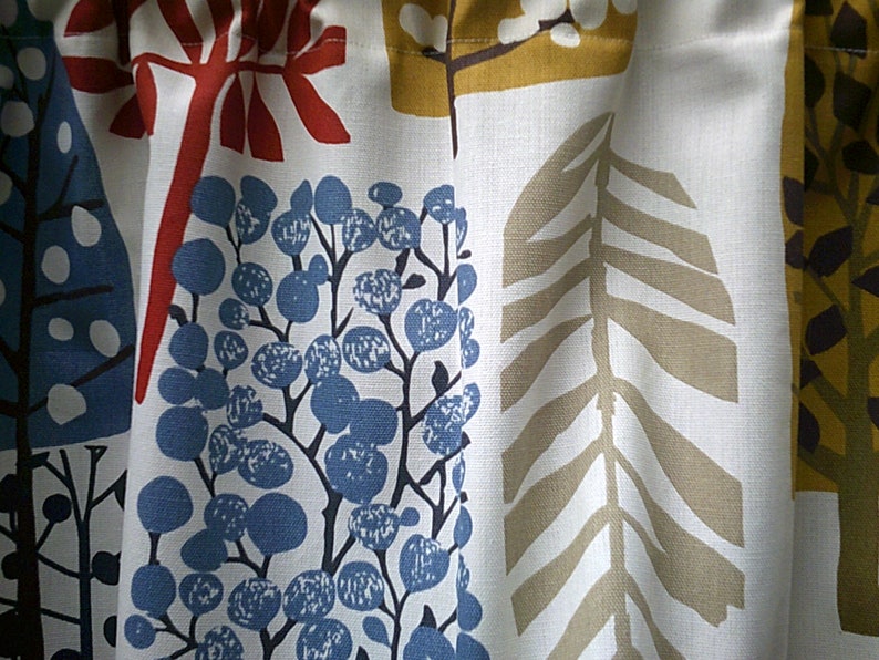 Cranberry Cafe Curtain 14 18 Red Blue Mustard Etsy