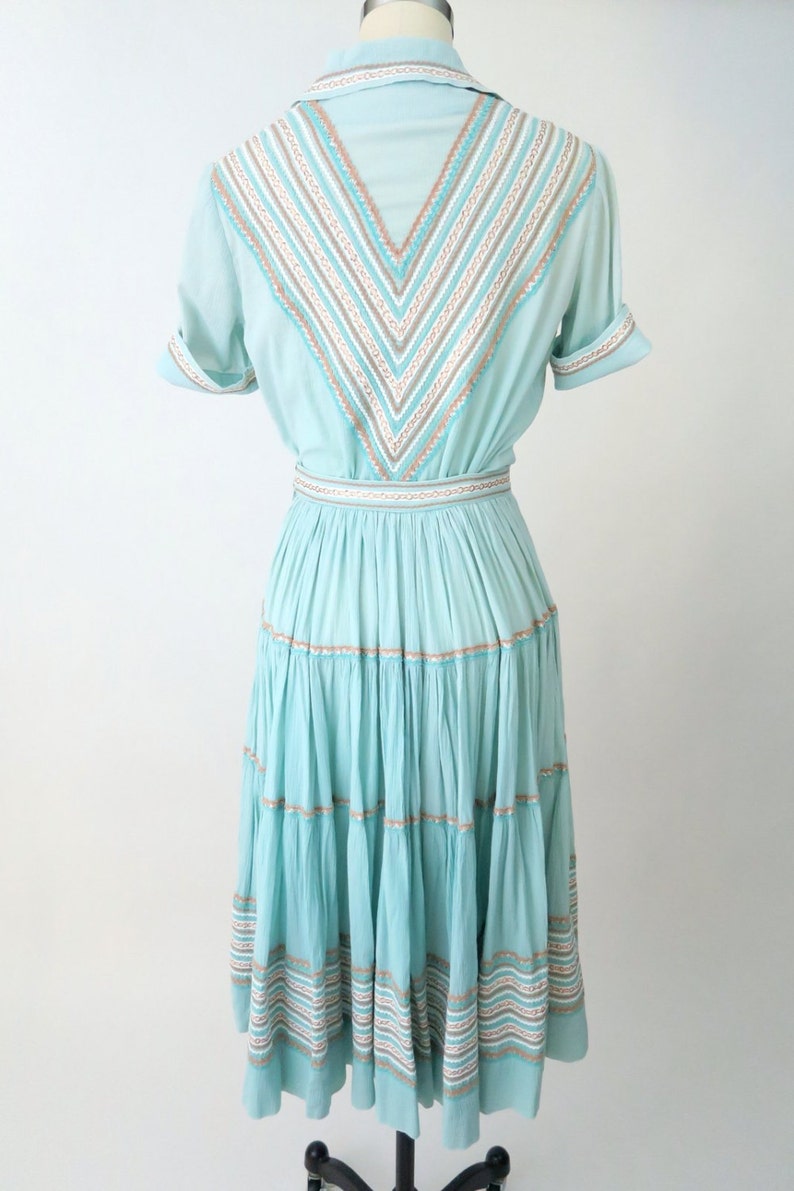 1950s Turquoise Patio Dress Set Vintage Fiesta Dress