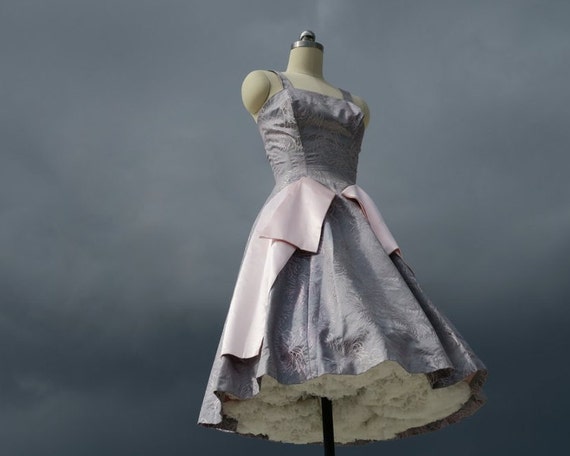 1950s Steel Blue Party Dress / Mad Men Formal