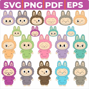 Labubu Design Svg Bundle, Cute Labubu Character Clipart, Kawaii Monster Svg Png Dxf Eps for Cricut and Sublimation, Digital Design Set love