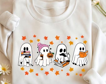 Fantasma che legge SVG / Amante dei libri Png / Amante dei libri di Halloween svg / Fantasma amante dei libri per sublimazione / Halloween a tema libri PNG, PDF (Download digitale)