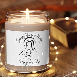 Sacred Heart of Mary Candle Religious Candle Advent Gift Catholic Gift Jesus Candle Catholic Family Gift Catholic Mom gift Soy Candle 9 oz