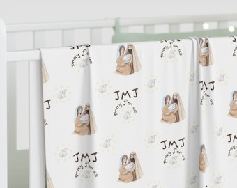 Swaddling Baby Blanket, New Baby Blanket, Holy Family Blanket, Catholic Baby Blanket, New mom gift Baptism gift God parent gift