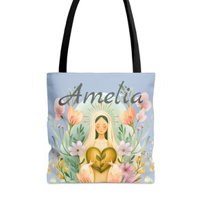Personalized Catholic Gift, Marian Tote Bag, Mass Bag, Catholic Mother, Catholic Gift for women, Catholic mom, Catholic kid, Mass Bag, RCIA