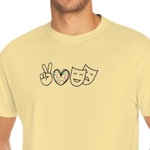 Peace Love Broadway Shirt, Musical Theatre Shirt, Musicals, Musical lover, Music Theatre gift, Music Theatre Kid, Gift for Her, Moth