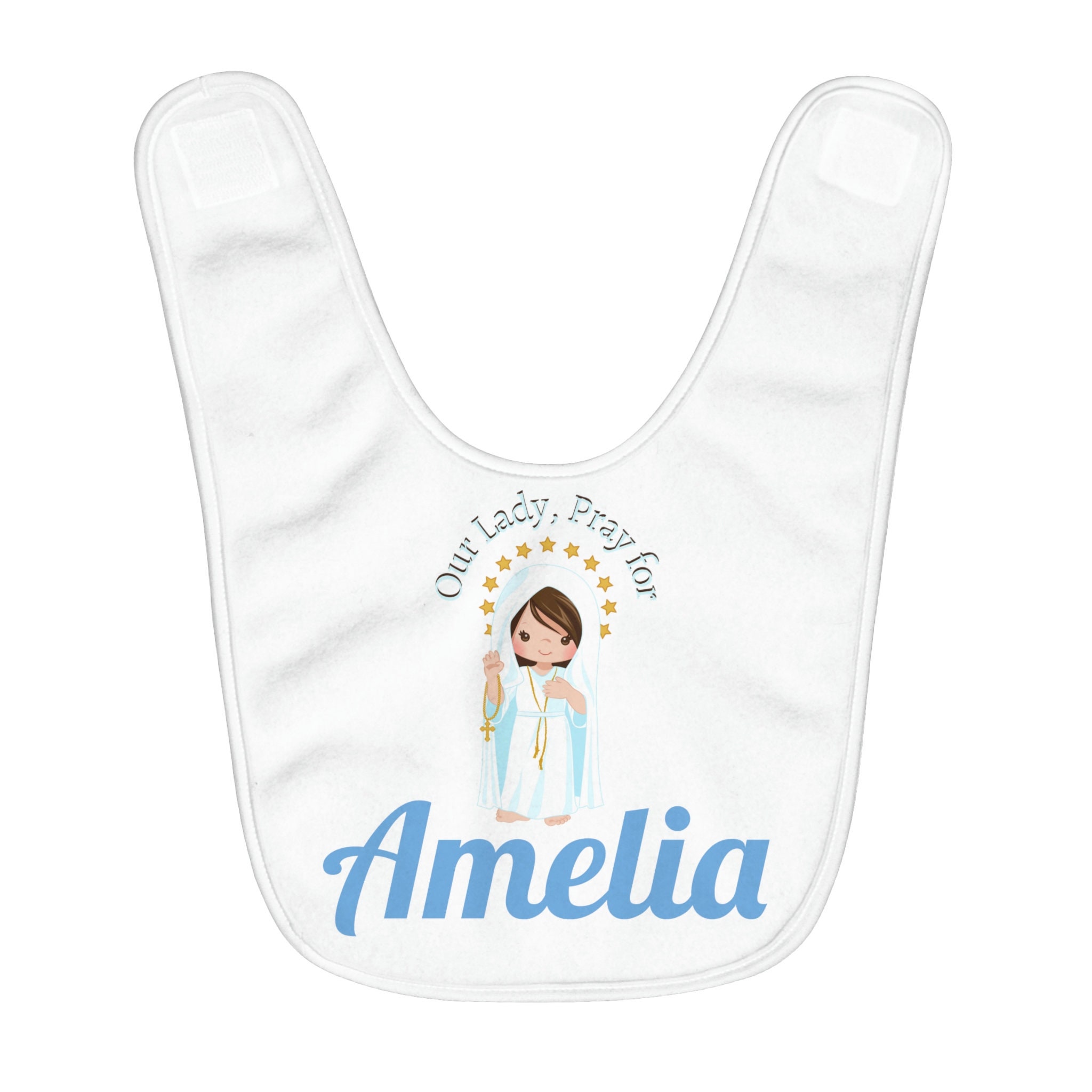 Personalized Baby Bib Our Lady of Fatima Bib Catholic Baby Baptism