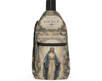 Umhängetasche „Unsere Liebe Frau der Gnade“ | Religiöse Umhängetasche mit Marienmotiv | Katholisches Geschenk für Frauen