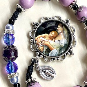 Handmade Catholic gift Pocket Rosary wooden 10mm Purple bead Catholic Madonna centerpiece and bronze crucifix, Confirmation Catholic mom