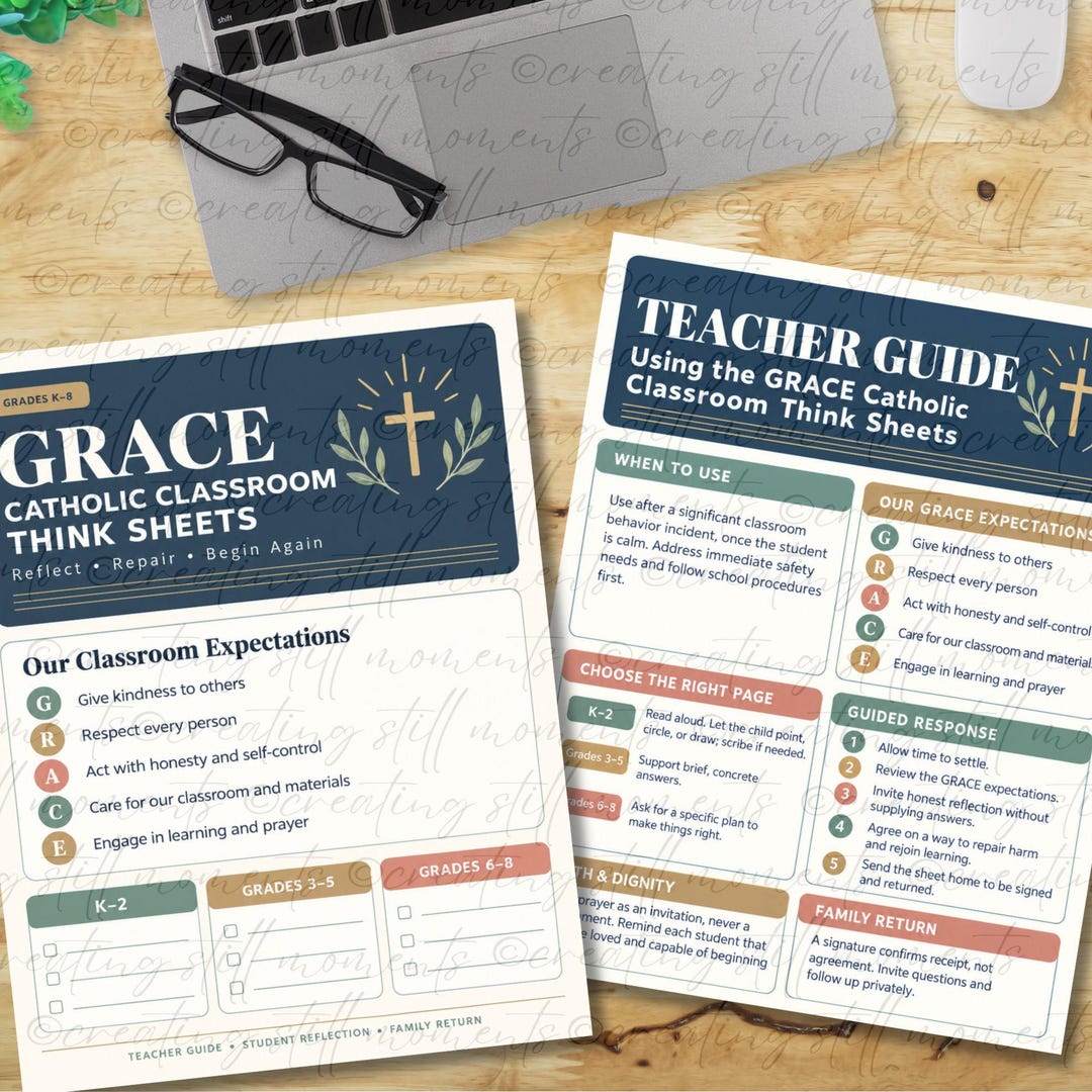 Activity Pags For Grade R Catholic Classroom Think Sheets, K Thru 8th Grade Behavior Reflection ...