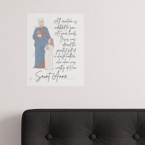 Printed Catholic Art, Saint Anne print, Catholic Decor, 3 Sizes, Saint Print, Catholic Art, Sacred Art, Catholic Gift, Religious Art, RCIA