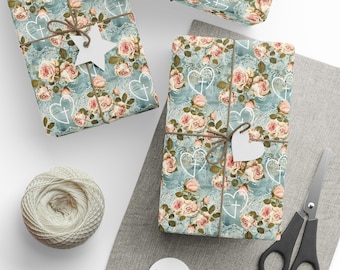 Papel de regalo con flores azules, papel cristiano, papel del nacimiento de Jesús, papel de regalo, papel de regalo navideño, papel de regalo de seda, papel de Navidad