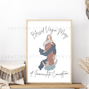 Printed Catholic Art | Blessed Virgin Mary | Catholic Decor | 3 Sizes | Saint Print | Catholic Art |  Sacred Art | Catholic Gift Religious