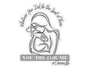 Baby and Mother Vinyl Sticker New Mom gift, Mothers Day, Baptism Gift mother gift, mom gift, pro life, Catholic mom, baby gift Catholic baby