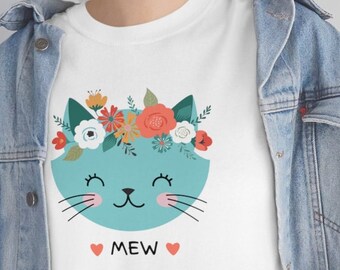 Cat Flower Shirt Cat lover gift, Cat Mom Shirt, Cat gift,  Cat Mama, Unisex Gift mom shirt funny cat