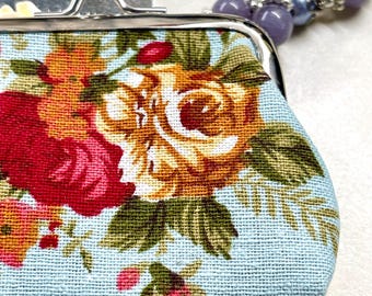 Floral Rosenkranz Tasche blau Rosenkranz Tasche Blume Rosenkranz Tasche Fall mit Blumen. Vervollkommnen Sie für 1. Versöhnung der Kommunion, Rosenkranztasche, katholisches Geschenk