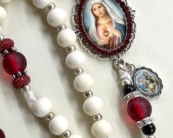 Handmade Rosary Cameo rosary, wooden rosary, white rosary, rose rosary, Indulgence crucifix Catholic gift, Catholic gift women, Catholic mom