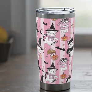 Halloween Katze Becher, rosa Becher, Katzenliebhaber Geschenk, Geschenk Katze Becher, Katzenmama Becher, rosa Katzenbecher, Tierliebhaber, Katzenmutter