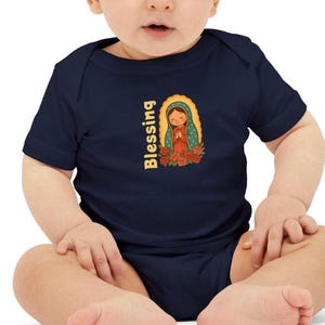 Blessing Lady of Guadalupe Infant One-Piece Bodysuit, Catholic Baby, Christening Attire, Catholic Baby Wear, Catholic mom gift, Catholic kid