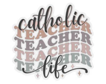 Regalo per insegnante cattolico, adesivo in vinile per insegnante di ritorno a scuola, regalo cattolico, regalo cattolico insegnante adesivo didattico cattolico agenda cattolica