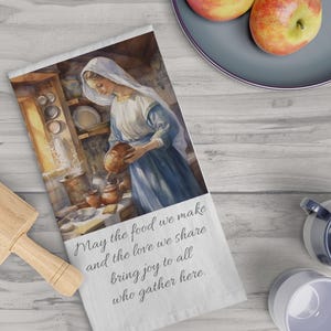 Catholic Tea Towel, Kitchen Madonna, Marian gift, Catholic gift mom Catholic decor, Catholic gift for her, Catholic wedding gift RCIA gift