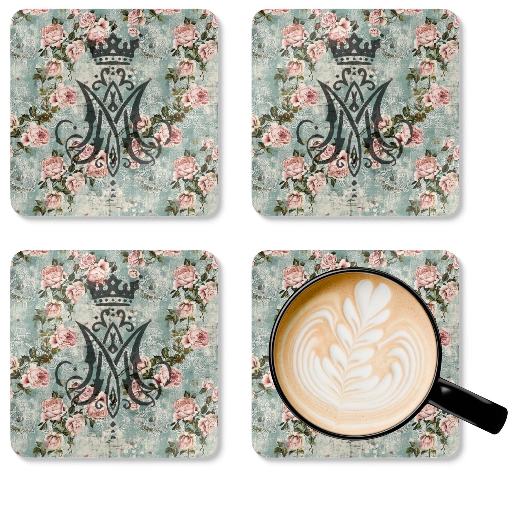 Blue Rose Coaster Set, Marian Coaster, Catholic Gift, Catholic Decor ...