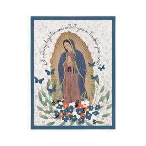 Our Lady of Guadalupe Floral Women&#39;s Throw Blanket - Catholic Farmhouse Bedroom Catholic Home - Ave Maria Virgin Mary Catholic Women&#39;s Gift