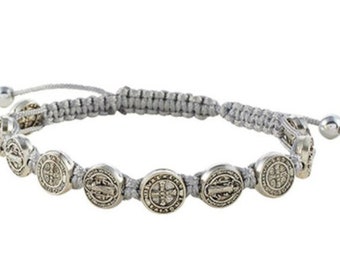 St. Benedikt Medaille Rosenkranz Armband mit verstellbarer Schnur Katholischer Schmuck Katholisches Geschenk Religiöser Schmuck Weihnachtsgeschenk Mama Geschenk