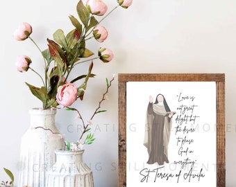 Printed Catholic Art | St. Teresa of Avila | Catholic Decor | 3 Sizes | Saint Print | Catholic Art |  Sacred Art | Catholic Gift