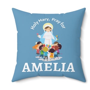 PERSONALIZED Catholic Pillow for Kids/ Hail Mary/Our Father/ Saint Pillow/ Catholic Kid/ Baptism Gift/ First Communion Gift