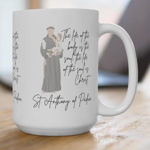 Saint Mug, Anthony of Padua, 15oz mug, priest gift, Catholic teen Confirmation, Catholic mom, Catholic wedding, Catholic man gift, RCIA gift