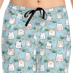 Blue Cat Pajamas, Mother’s Day, gift for her, Pajamas Women&#39;s Pajama Pants, Cat Mom Gift, Cat Mama, Blue Pajamas, Cat Clothing, Cat Lover