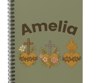 Personalized Sacred Heart Catholic Prayer Journal, Catholic Prayer Journal, Catholic gift, Immaculate Heart of Mary, Prayer Notebook, RCIA