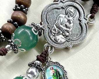 St. Joseph Rosary, Catholic dad gift, wooden bead rosary, St Joseph rosary, Catholic man, Catholic gift, brown rosary, masculine rosary