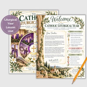 Catholic Liturgical Year Unit Study | Advent, Lent, Easter Lessons | Religious Education Activities & Printables