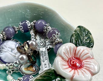 Rosary Dish, blue rosary bowl, Catholic rosary bowl, Catholic gift mom, Catholic teen, Catholic decor, rosary holder, Catholic gift for her
