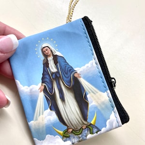 Mary Rosary Pouch Mary Rosary Case with Mary zipper pouch. Catholic mom gift  1st Communion Confirmation gift  PSR Gift