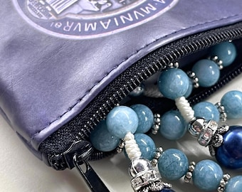 Pochette pour chapelet Saint Benoît, étui pour chapelet avec fermeture éclair, cadeau pour maman catholique, enfant catholique, 1ère communion, cadeau de confirmation, cadeau PSR, chapelet bleu